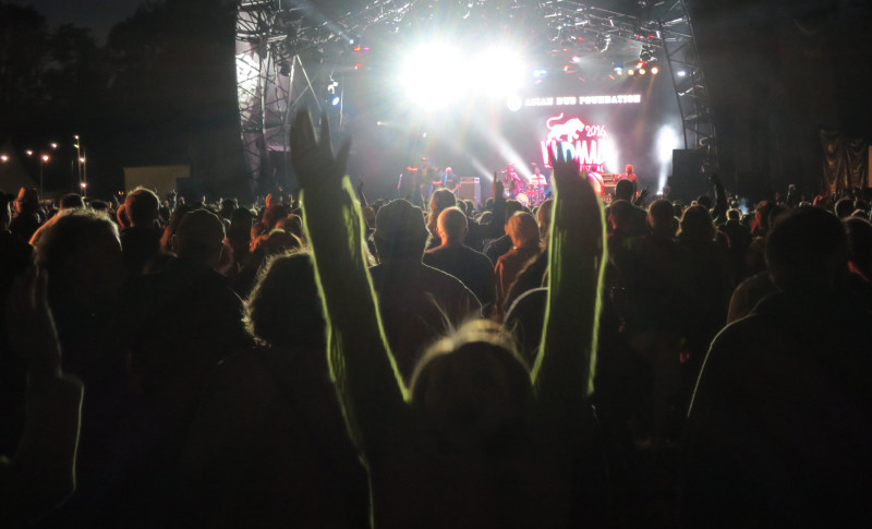 Sally enjoying Asian Dub Foundation's set