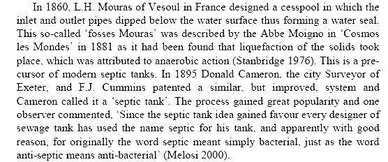 Paragraph on septic tank history